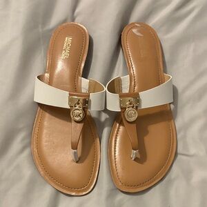 Michael Kors White and Brown Sandals
